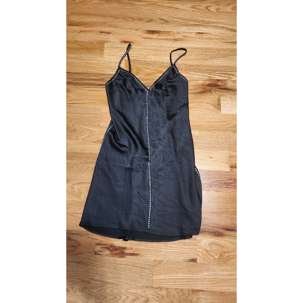 Victoria's Secret Dream Angels Black Satin & Rhinestone Slip Nightgown XS Y2K - Picture 9 of 13